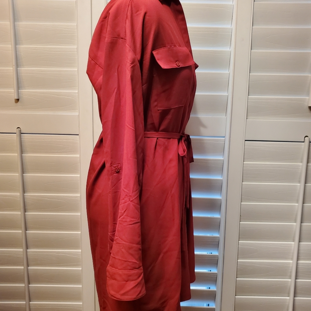 Maroon/burgundy Express shirtdress size M - Picture 2 of 5